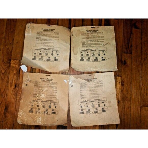 Antique Onlay Applique Furniture decor RUSTIC PAECO Wood Carved Rosette set of 4 - Picture 6 of 9